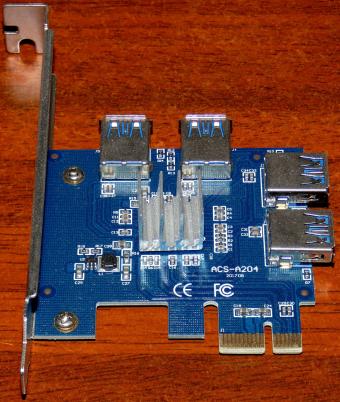 PCIe 4-Port USB 3.0 Mining Karte ACS A204, 2017